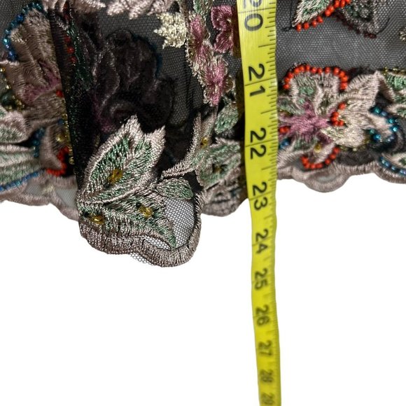 Sundance Black Multicolor Celeste Embroidered Sheer Short Sleeve Top Medium - Picture 6 of 8